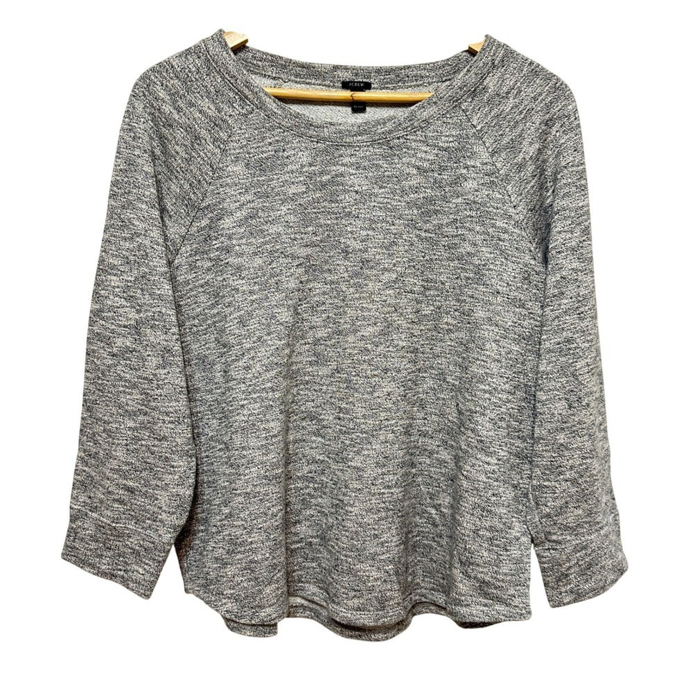 J.Crew Sweatshirt Womens XL Gray Marl Raglan Sleeve Cotton Pullover 28608